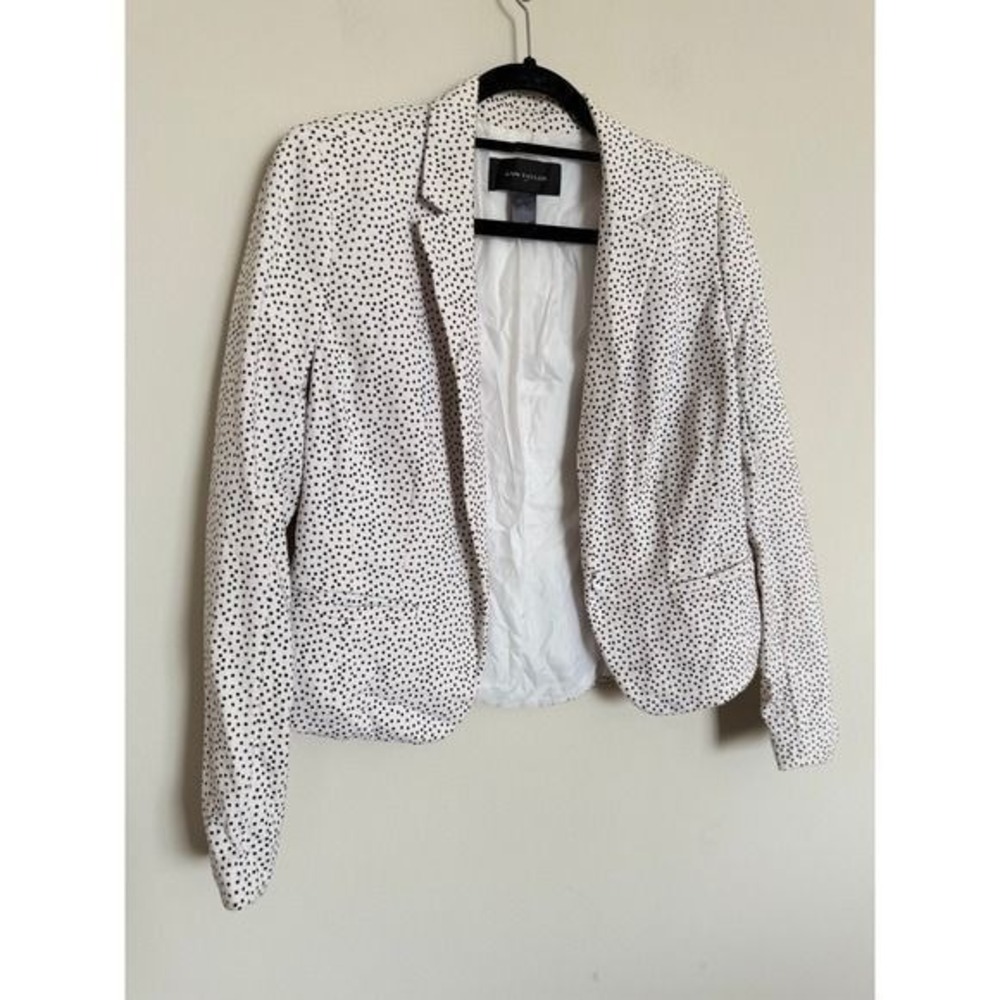 Ann Taylor White Black Polka Dot Blazer Jacket Career Office - Size Medium - Picture 5 of 10